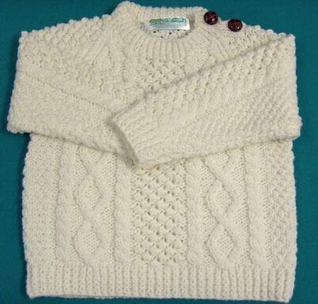 Aran Button Crew 12 month