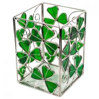 SHAMROCK GLASS PILLAR CANDLE