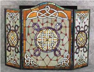 Celtic Stained Glass Fire Screen, Stained Glass Fireplace Guards